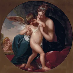 A méh által megcsípett Ámort anyja gondozza, 1774